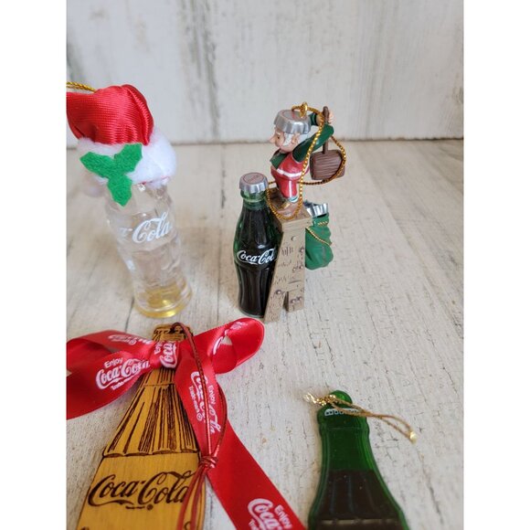 Coca-Cola green bottle elf helper variety ornament set Coke vintage - Picture 4 of 8